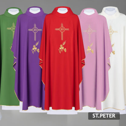 Chasuble embroidered with the symbol IHS cross