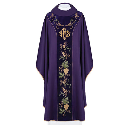 IHS symbol chasuble and grapes