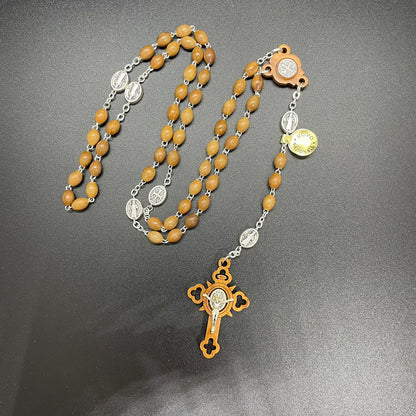 St. Benedict Olive Wood Rosary 7mm Made In Italy