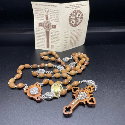 St. Benedict Olive Wood Rosary 7mm Made In Italy