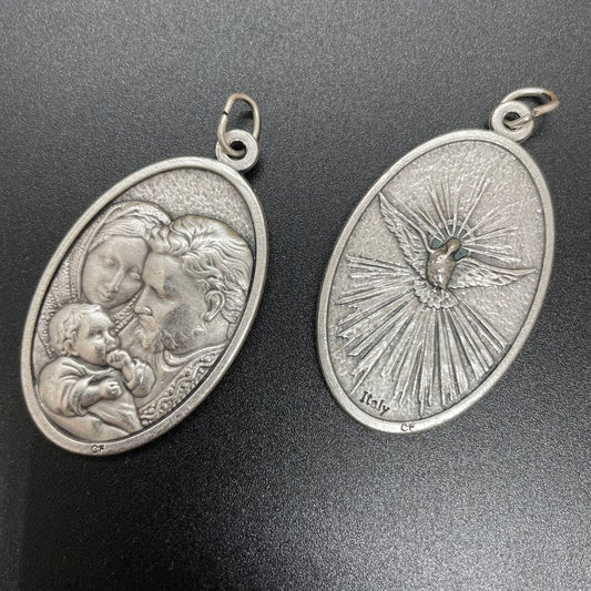 Double-sided Oval  Medal  Holy Family and Holy Spirit 4.5cm