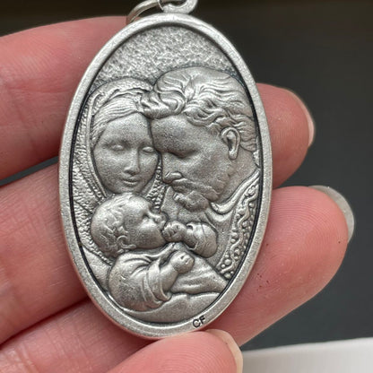 Double-sided Oval  Medal  Holy Family and Holy Spirit 4.5cm