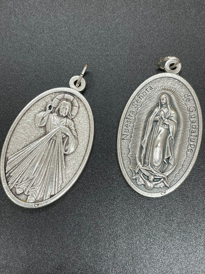 Our Lady of Guadalupe with Divine Mercy Jesus Medal 4.5cm