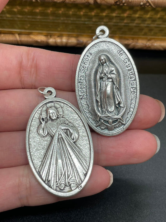 Our Lady of Guadalupe with Divine Mercy Jesus Medal 4.5cm