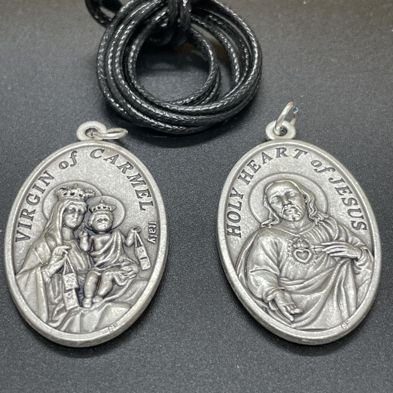 Double-sided Oval Meda,Scapular with Sacred Heart Medal4.5cm, Made in Italy