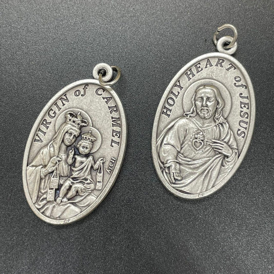 Double-sided Oval Meda,Scapular with Sacred Heart Medal4.5cm, Made in Italy