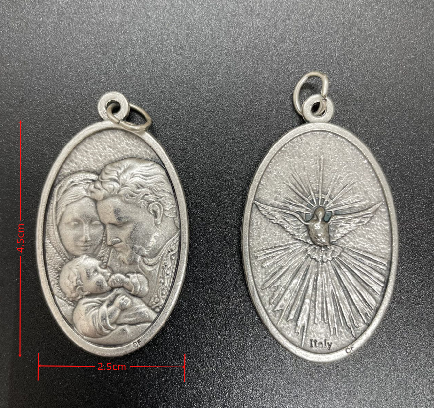 Double-sided Oval  Medal  Holy Family and Holy Spirit 4.5cm