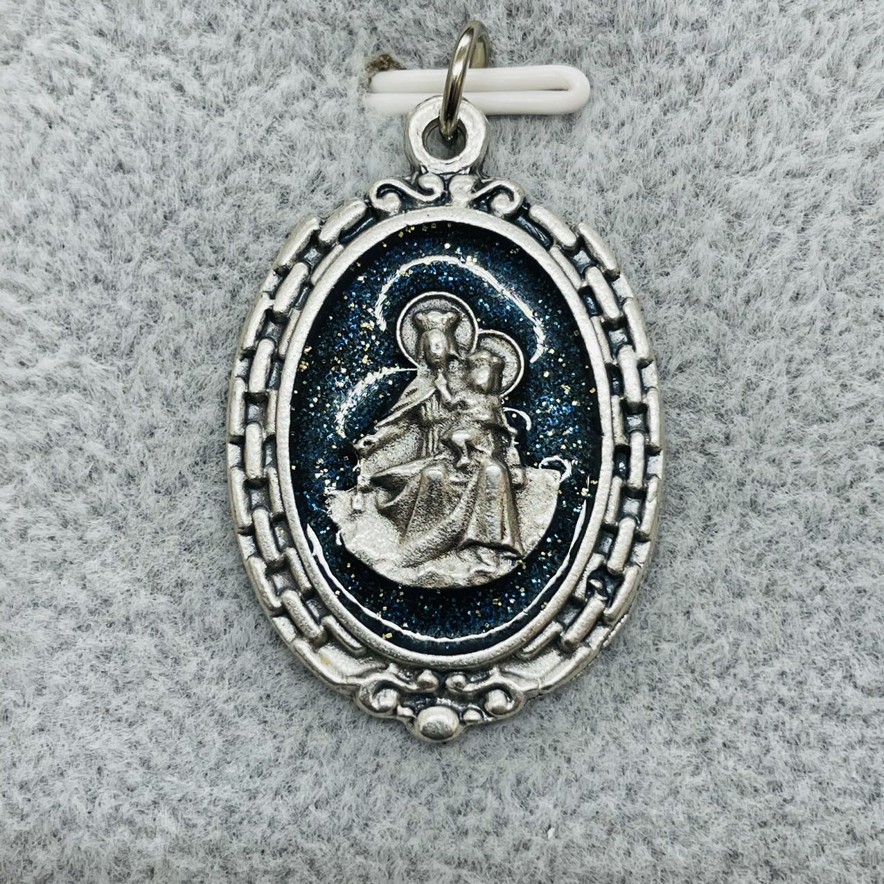 Our Lady of Mount Carmel Madel with enamel, 3x2cm