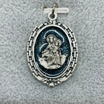 Our Lady of Mount Carmel Madel with enamel, 3x2cm