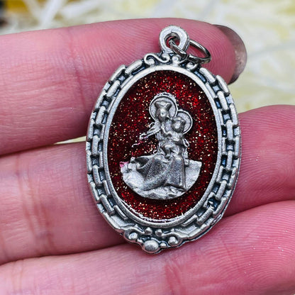 Our Lady of Mount Carmel Madel with enamel, 3x2cm