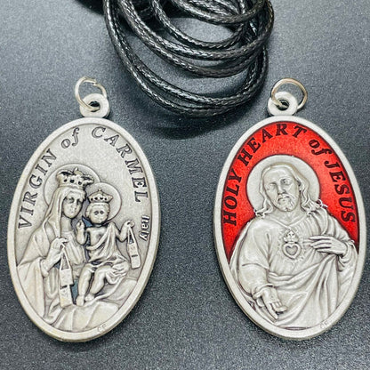 Double-sided Oval Meda,Scapular with Sacred Heart Medal 4.5cm, Made in Italy