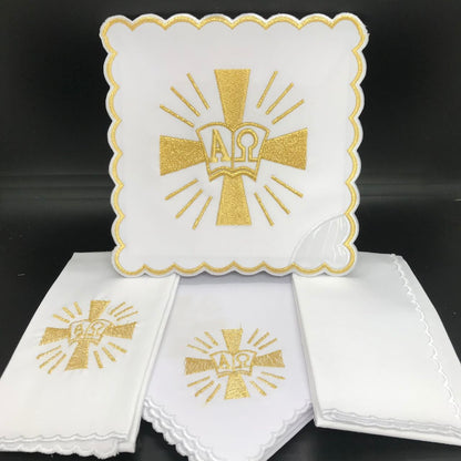 Altar linen Cross & Alpha Omega symbols, cotton