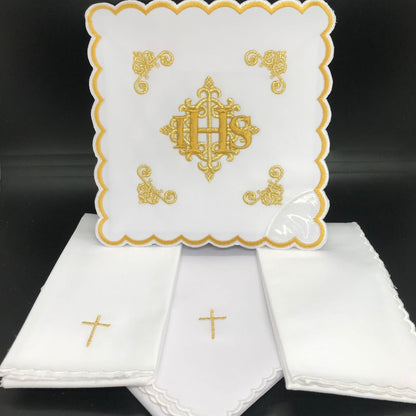 Mass linen set 4 pcs. IHS in gold thread