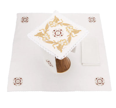 Altar linen set with cross and decorations  cotton and linen