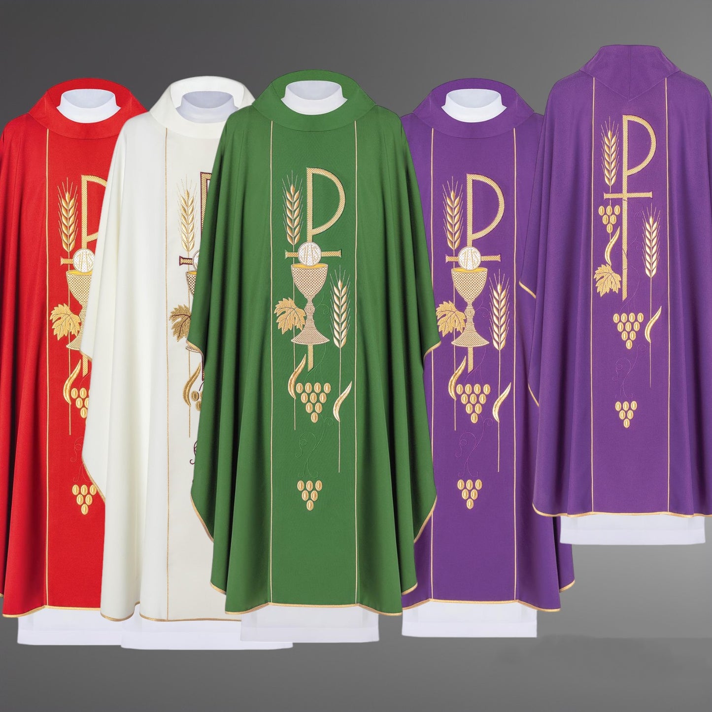 Chasuble embroidered with the symbol of the Chalice IHS