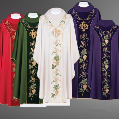 IHS embroidered chasuble