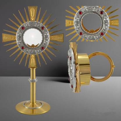 Monstrance with Node, Grapes and Red Stones 40 cm