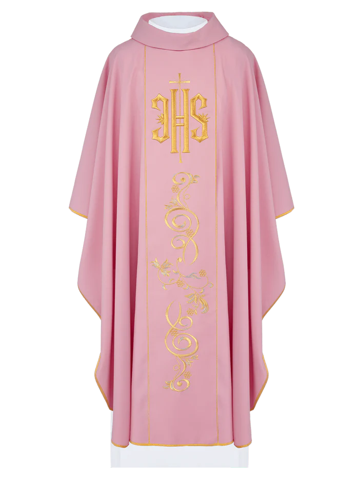 IHS Chasuble with golden embroidery in 80% polyester 20% wool