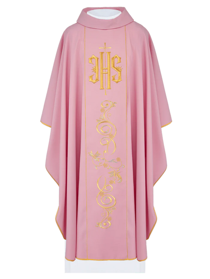 IHS Chasuble with golden embroidery in 80% polyester 20% wool