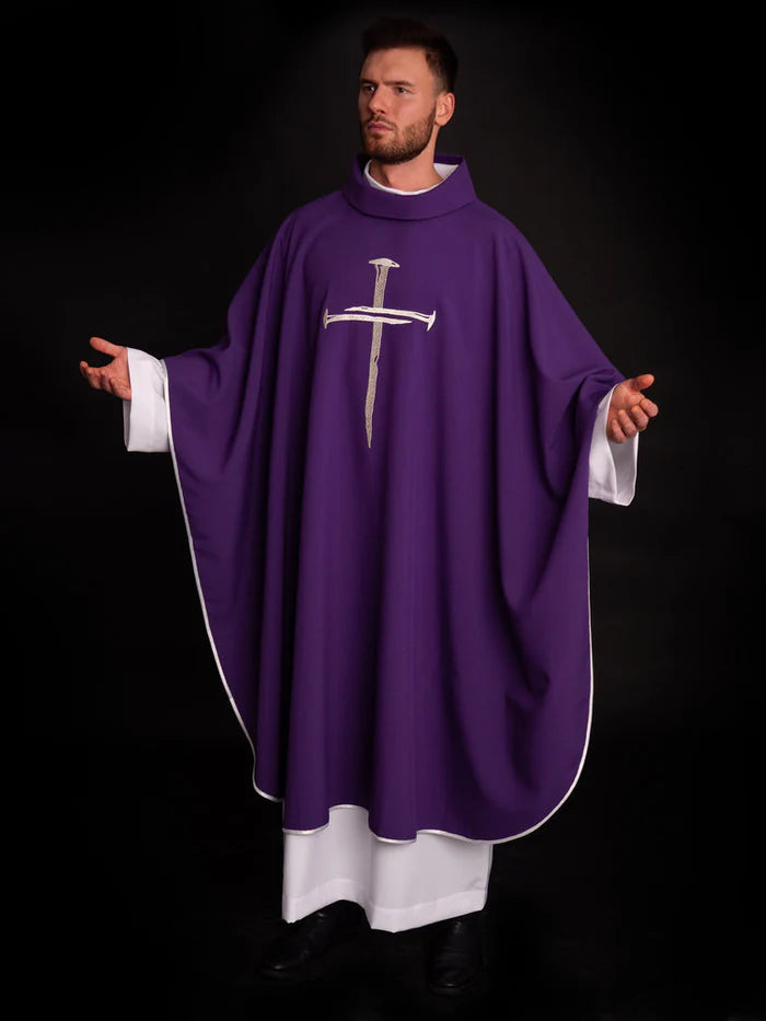 Chasuble with a cross , purple