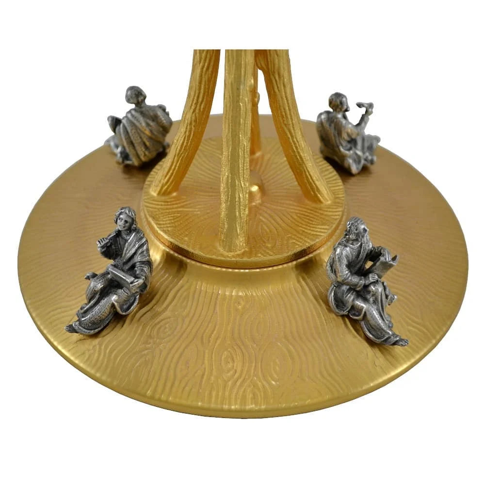 Monstrance in gold-plated bronze with angels H60cm