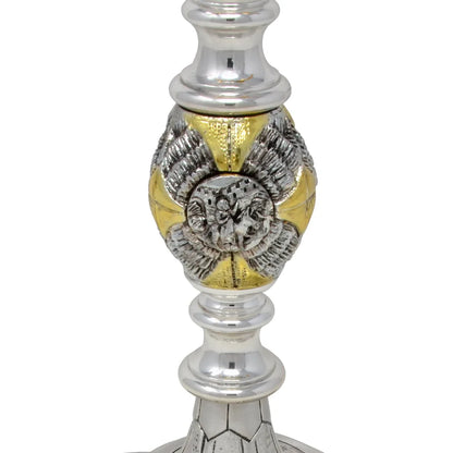 Monstrance glass display with rays and decorated base H 44.5cm