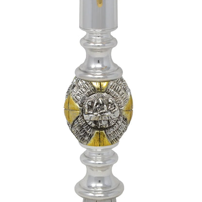 Monstrance glass display with rays and decorated base H 44.5cm