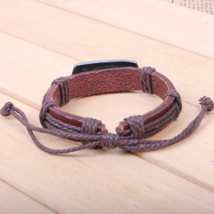 Adjustable Leather Bracelet with cross