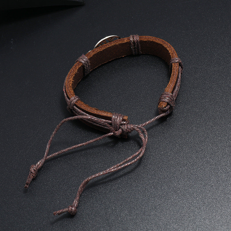 Adjustable Leather Bracelet with Love