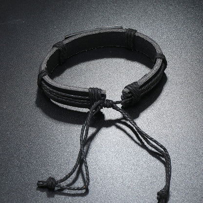 Adjustable Leather Bracelet with cross