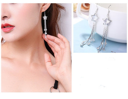 7Pairs Earrings 925 Silver Needle Stud with Gift Box, Earbob Stud for Woman, A Week of Earrings, Luxury, Romantic Gift