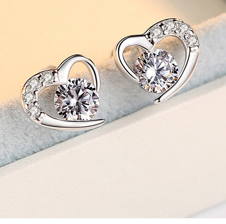 7Pairs Earrings 925 Silver Needle Stud with Gift Box, Earbob Stud for Woman, A Week of Earrings, Luxury, Romantic Gift