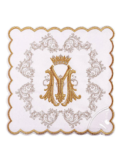 Altar linens set, with Marian symbol