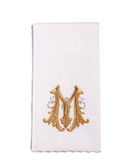 Altar linens set, with Marian symbol