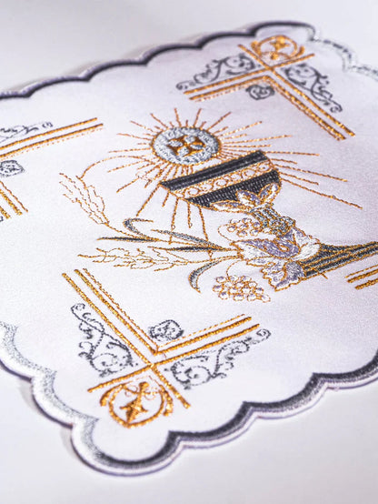 Altar linen golden and blue chalice host , cotton