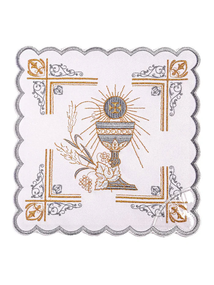 Altar linen golden and blue chalice host , cotton