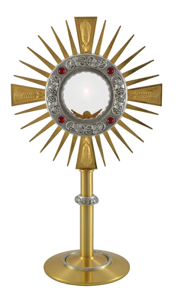 Monstrance with Node, Grapes and Red Stones 40 cm