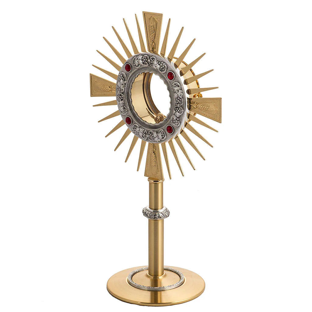 Monstrance with Node, Grapes and Red Stones 40 cm