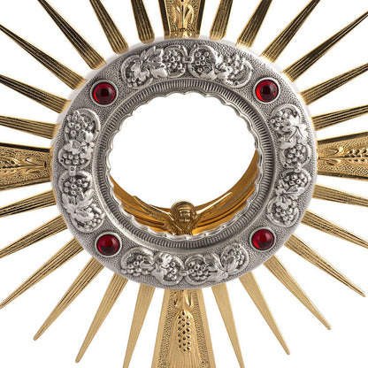 Monstrance with Node, Grapes and Red Stones 40 cm