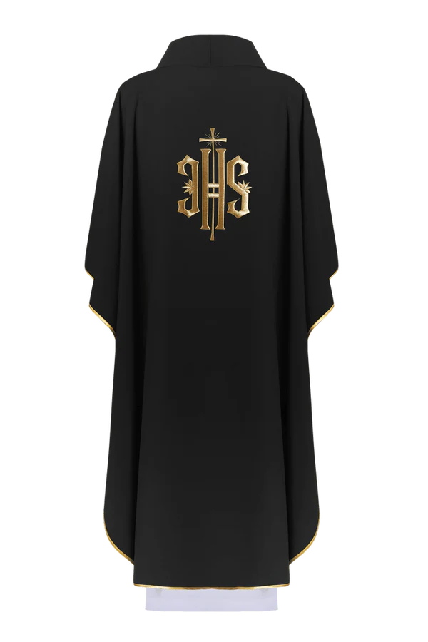 Chasuble embroidered with the IHS symbol