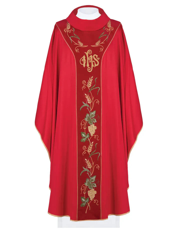 IHS embroidered chasuble