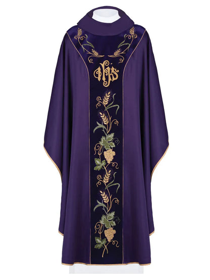 IHS embroidered chasuble