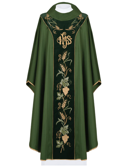 IHS embroidered chasuble