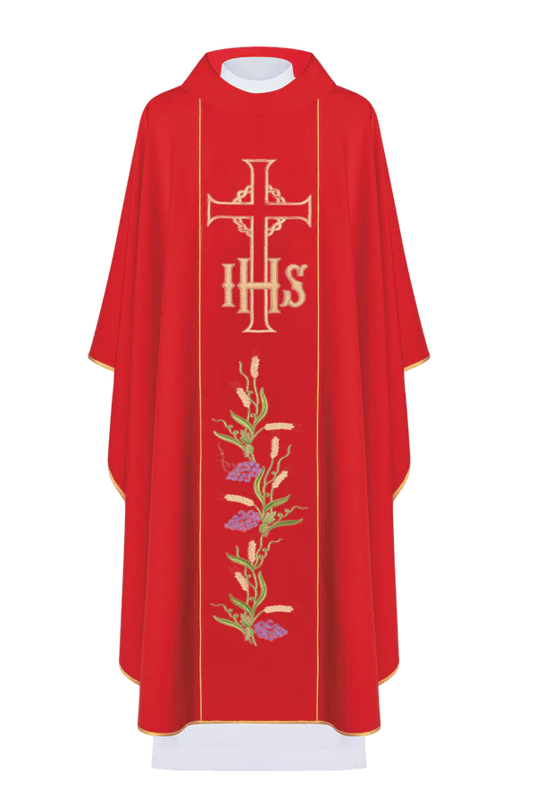 Chasuble with IHS and cross, gold embroidery