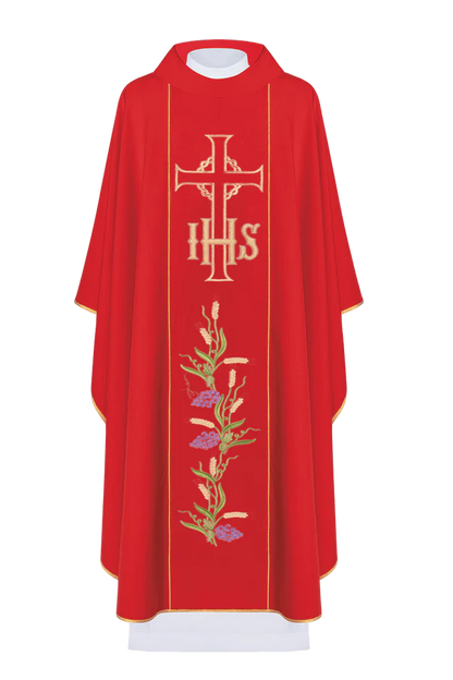 Chasuble with IHS and cross, gold embroidery