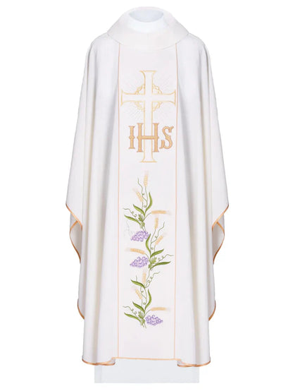 Chasuble with IHS and cross, gold embroidery