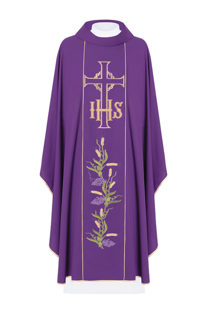 Chasuble with IHS and cross, gold embroidery