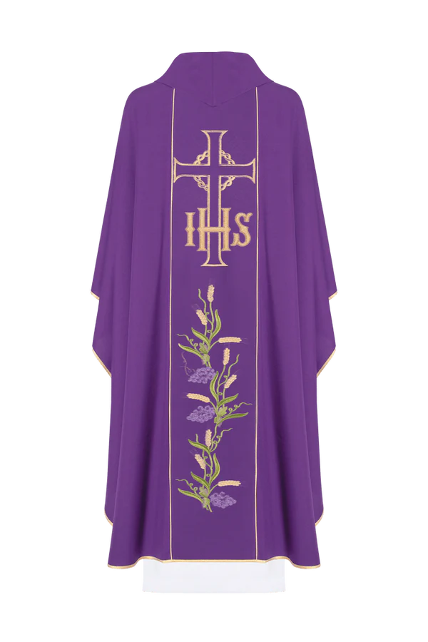 Chasuble with IHS and cross, gold embroidery