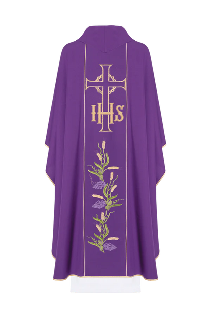 Chasuble with IHS and cross, gold embroidery