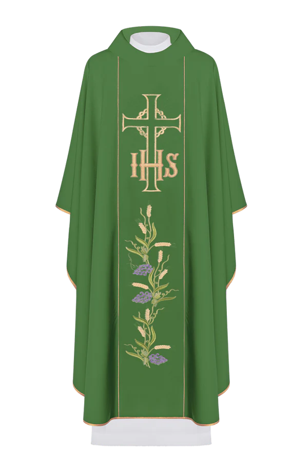 Chasuble with IHS and cross, gold embroidery